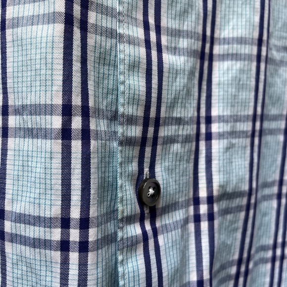 Ermenegildo Zegna - Mens Casual Button Down Shirt- Large - Navy/Aqua, XL, EUC - Picture 7 of 13